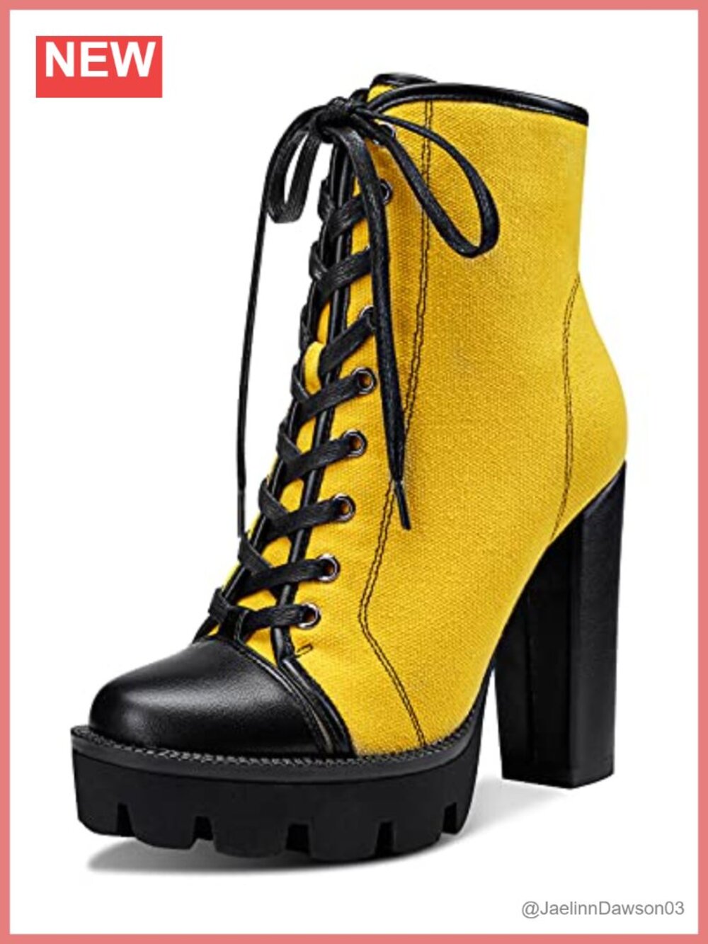Chunky Heel Platform Lace Up Ankle Booties with Zipper Round Toe